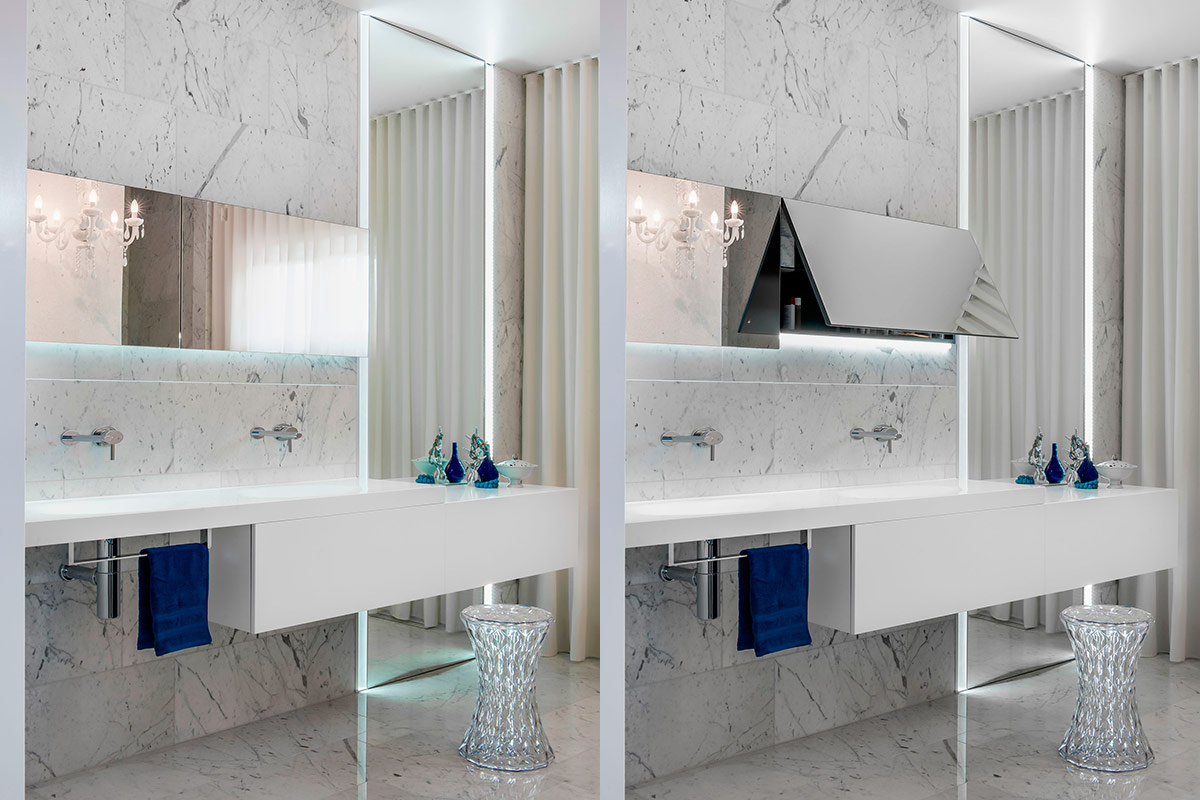 Элегантная ванная комната в белых тонах от студии Minosa Design