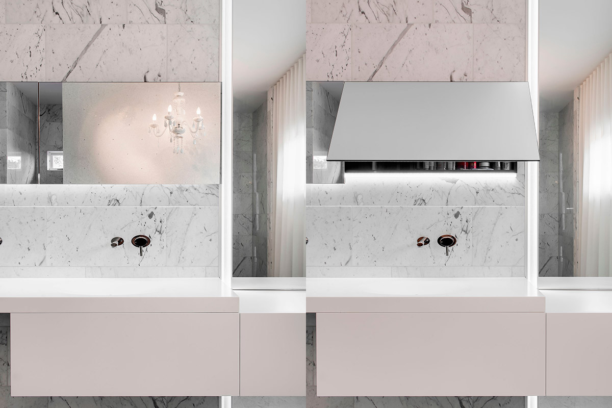 Элегантная ванная комната в белых тонах от студии Minosa Design